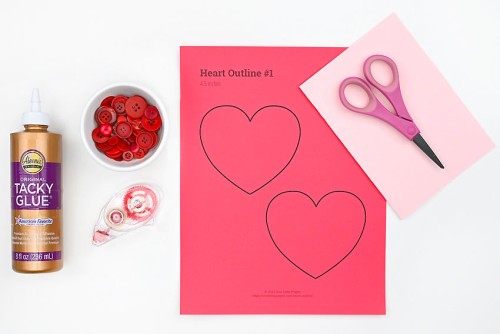Button Art Heart Cards Supplies
