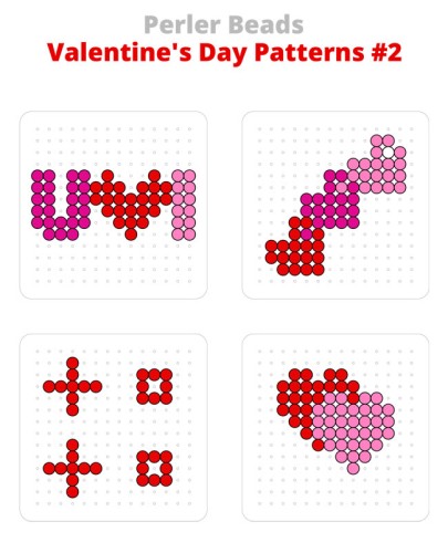 Free, printable Perler bead patterns for Valentine's Day