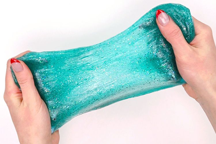 Stretching mermaid slime made with Elmer's clear glue
