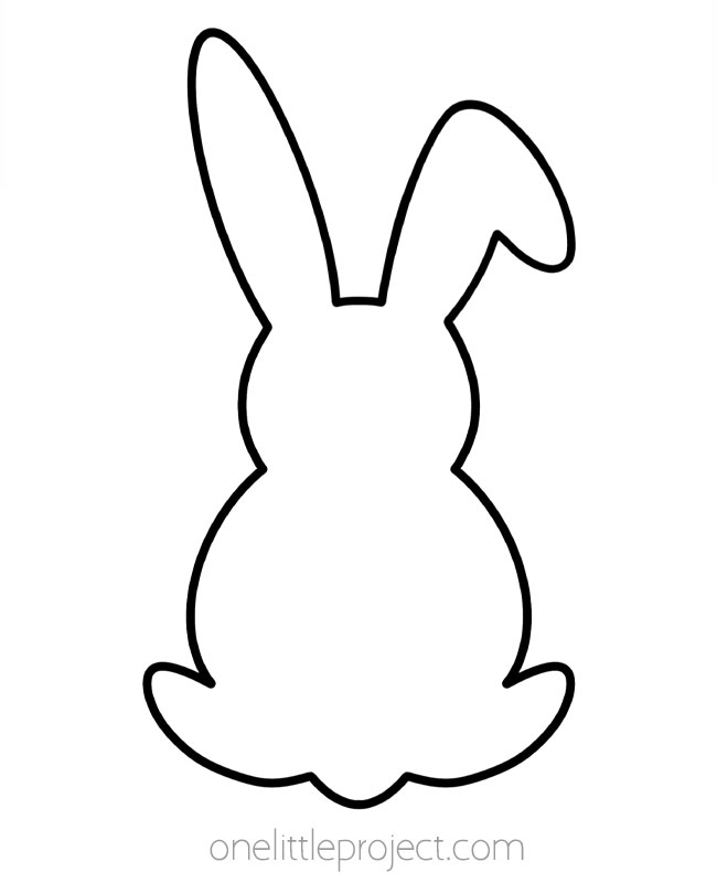 Bunny outline - fluffy bunny image with one floppy ear