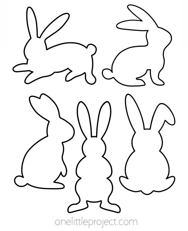 Many free bunny outline templates in a variety of shapes and sizes