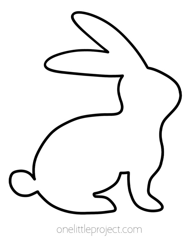 Bunny template - Long eared bunny silhouette facing to the right