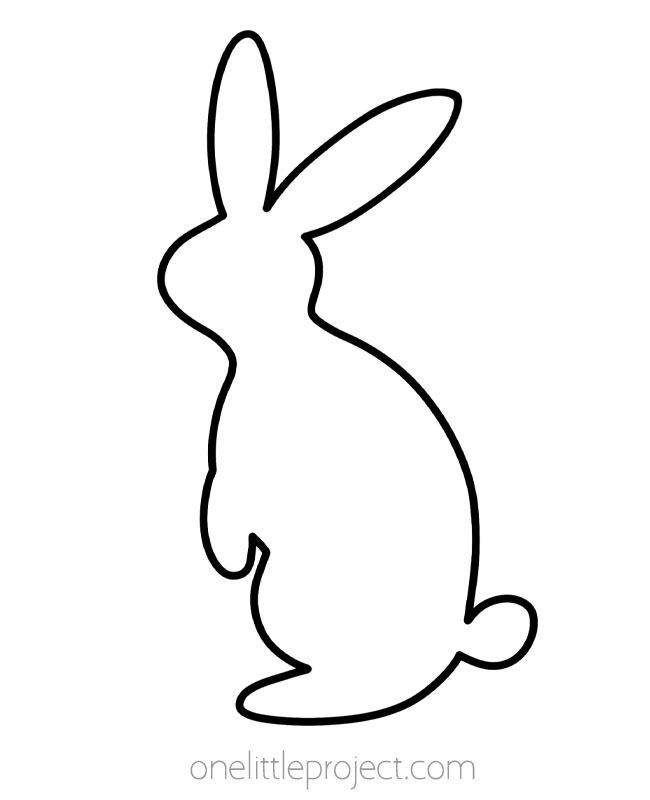 Bunny template - curious bunny with tall ears and a cotton ball tail