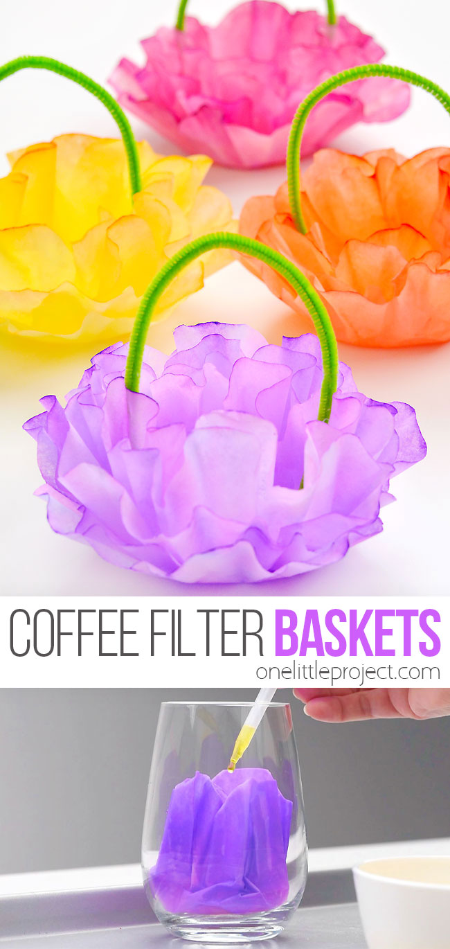 Colourful coffee filter Easter baskets
