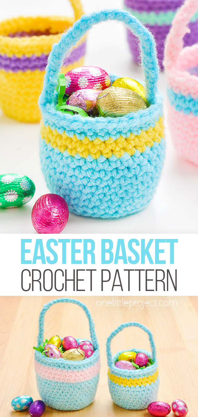 Free PDF pattern and step by step tutorial for a crochet Easter basket