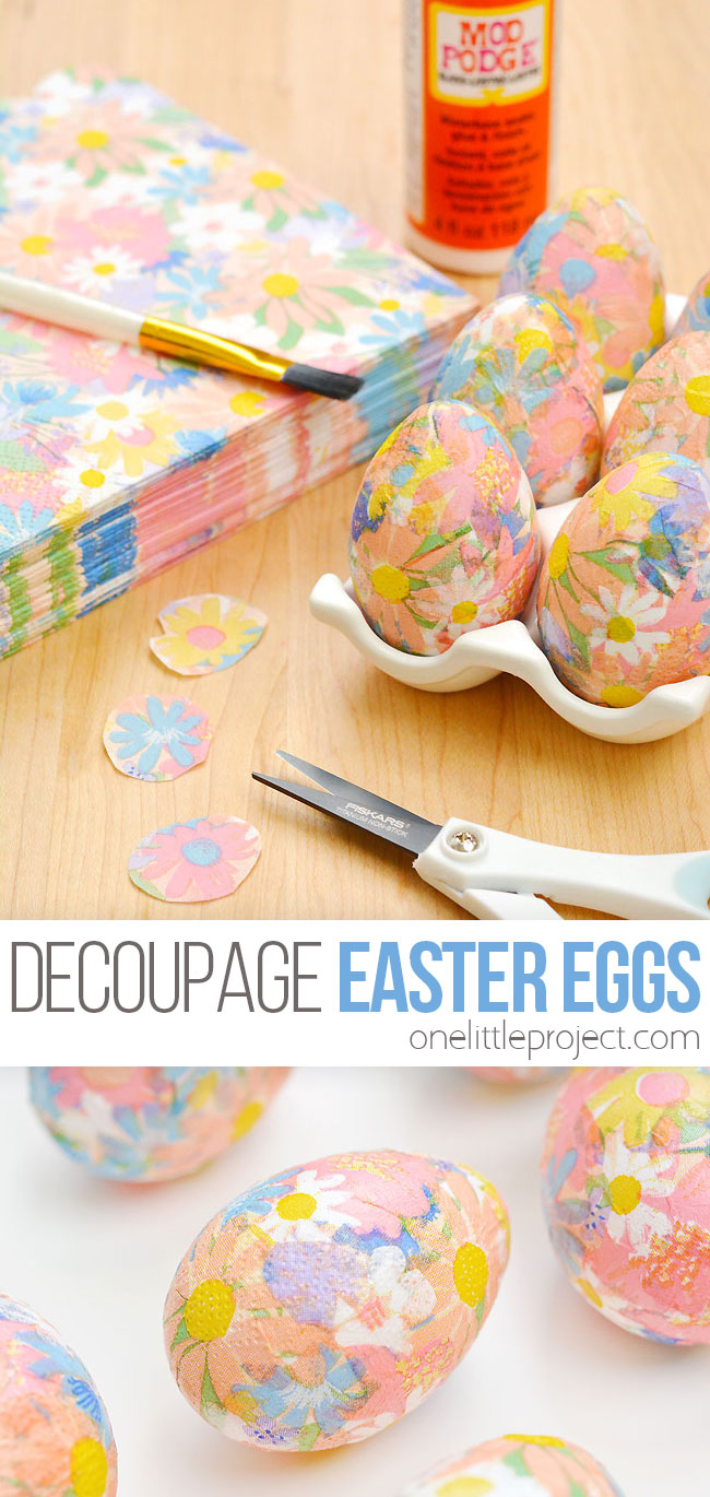 Easter eggs decoupaged with paper napkins