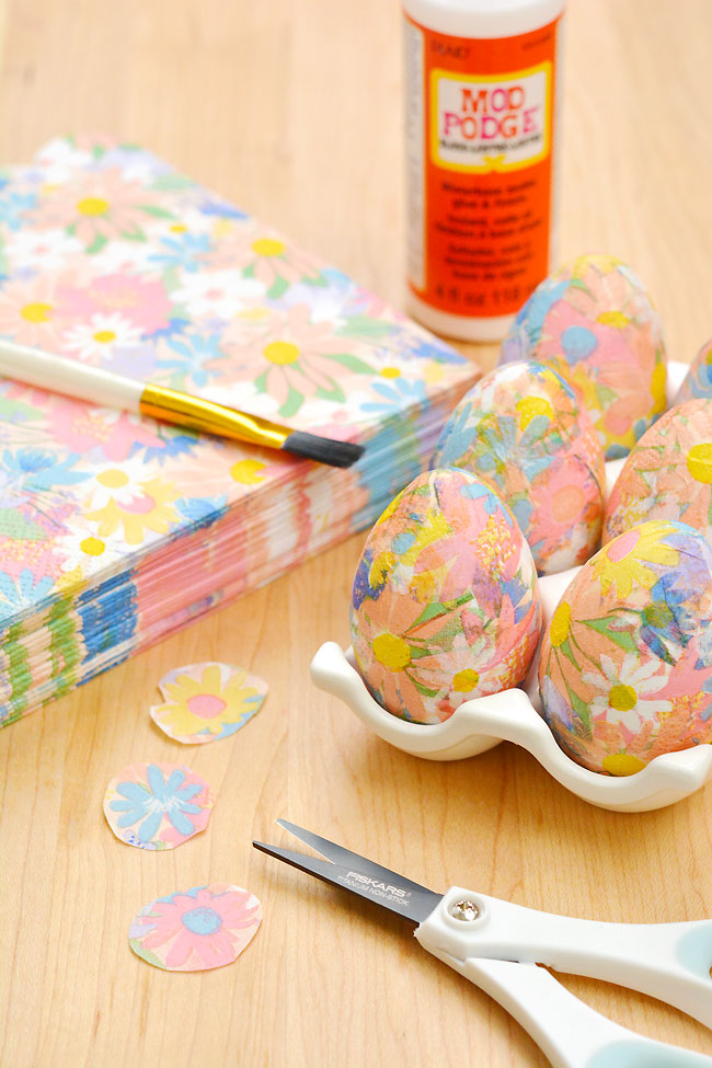 Decoupage Easter eggs with craft supplies to make them