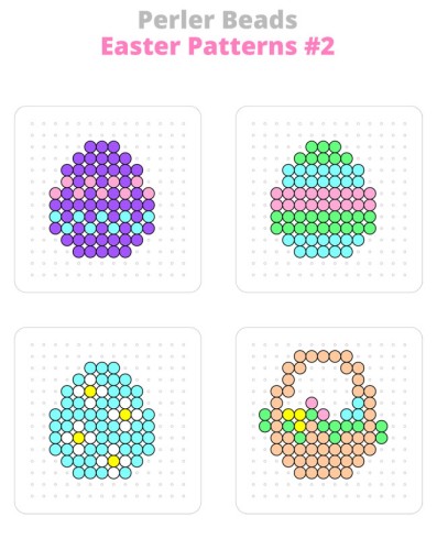 Perler Bead patterns for Easter eggs and an Easter basket