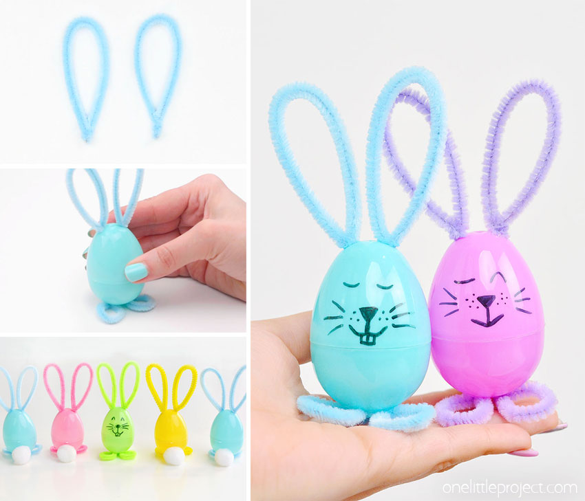 DIY plastic egg bunnies