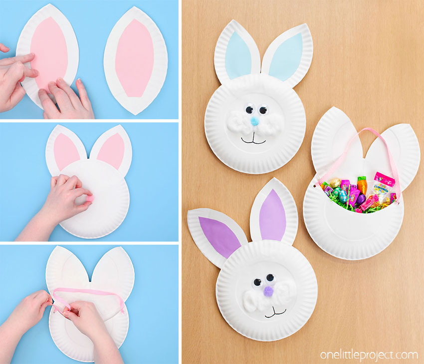 DIY paper plate bunny basket