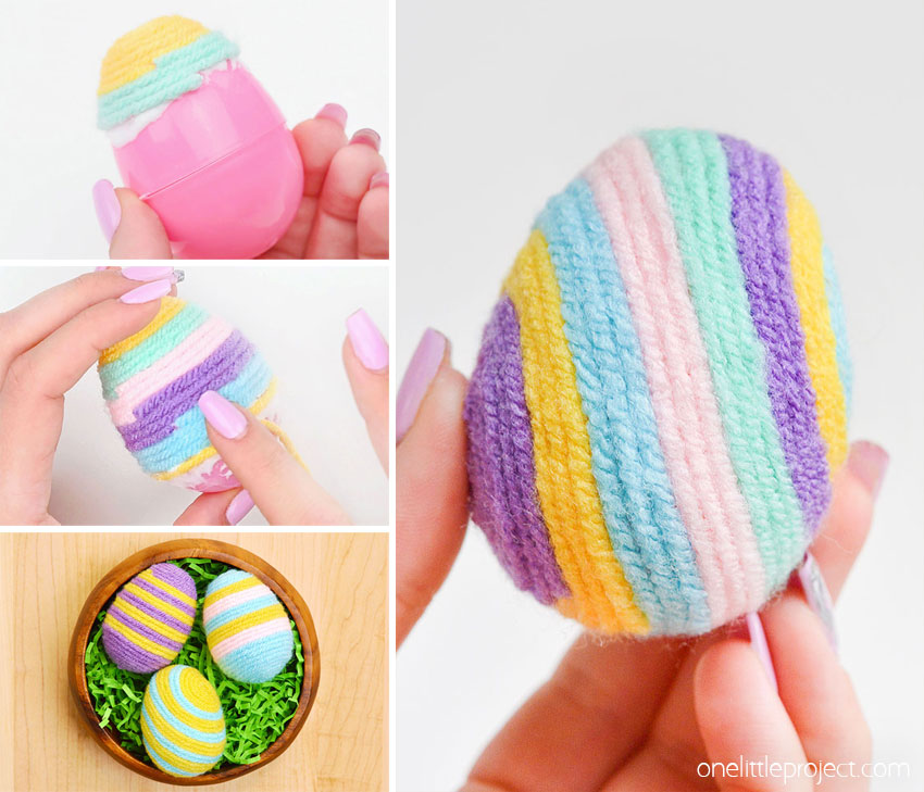 DIY yarn Easter eggs