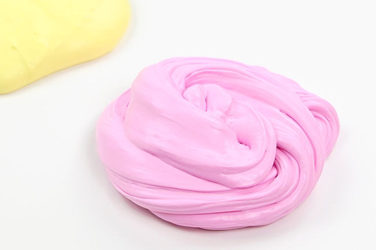 Swirled butter slime made with white school glue