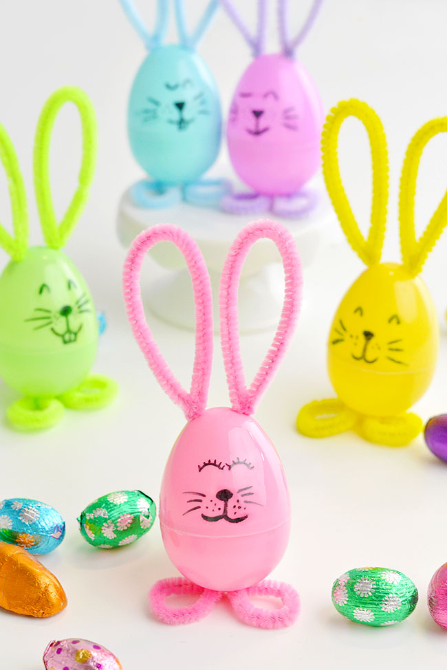 Group of plastic egg bunnies