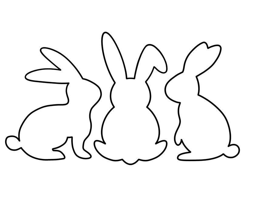 Simple bunny outline - 3 bunnies in a group