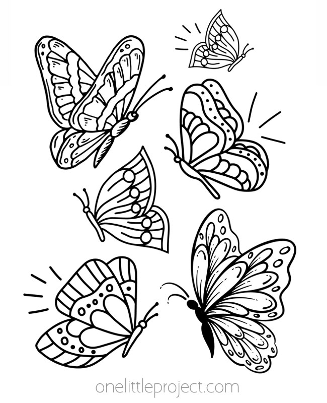 Spring coloring page - butterflies
