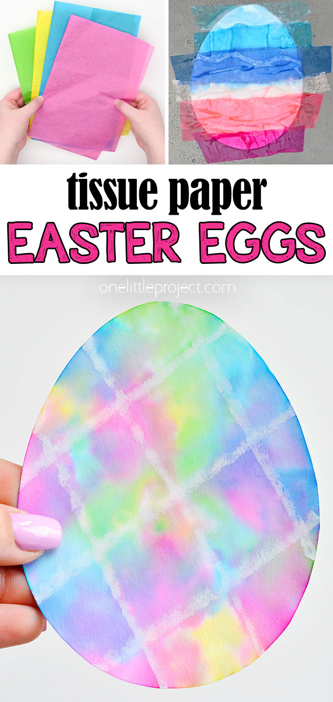 Coloring Easter eggs with tissue paper
