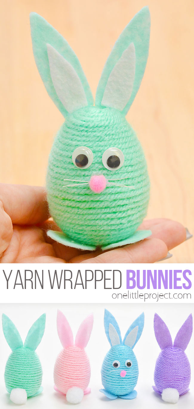 Yarn wrapped Easter egg bunnies
