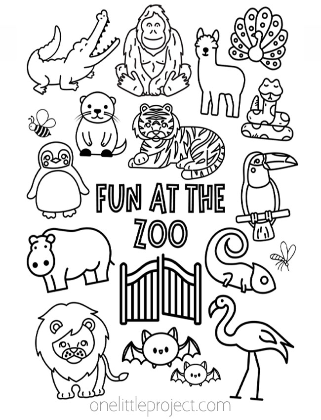 Animal Coloring Pages - fun at the zoo