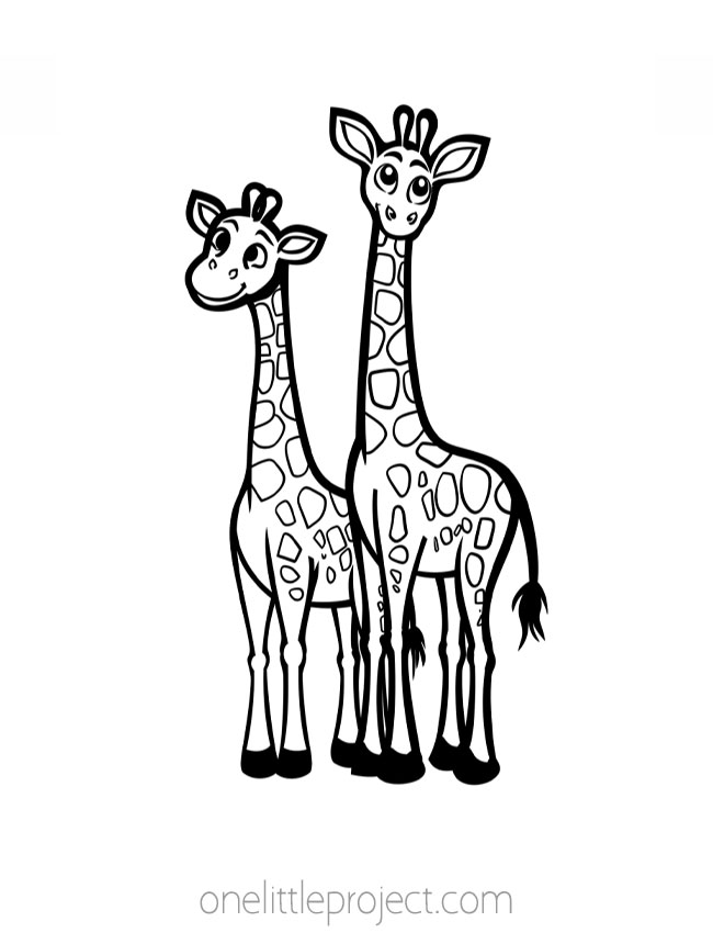 Coloring Pages of Animals - giraffes
