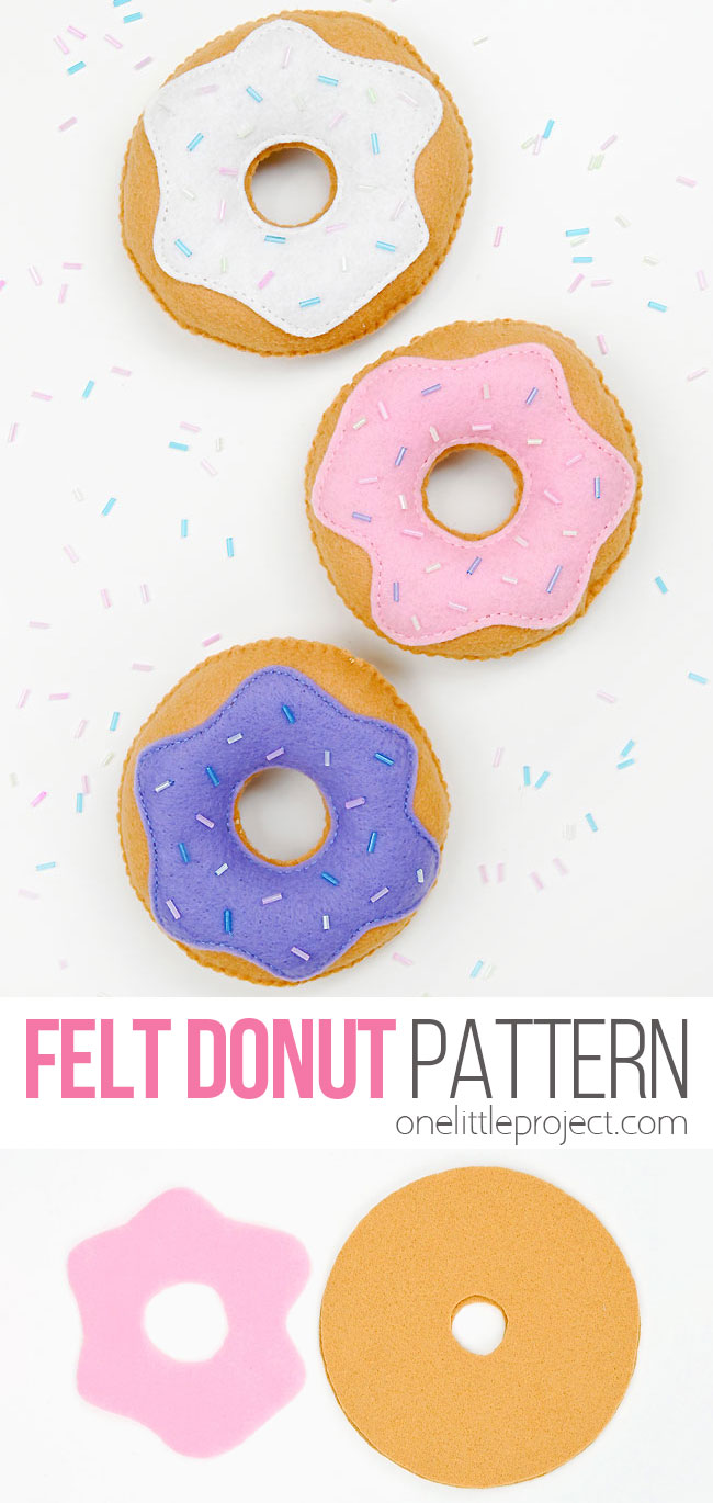 Cute felt donuts made with a free, printable pattern