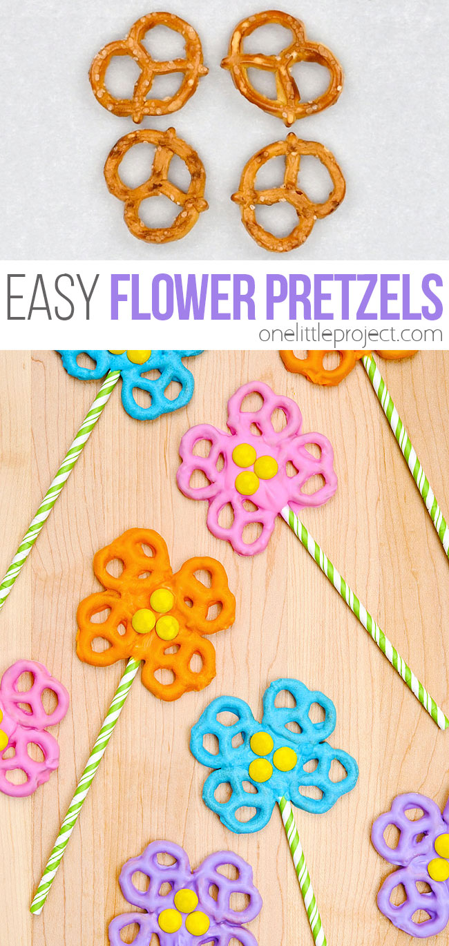 Easy flower pretzel pops
