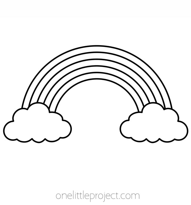 Rainbow template with clouds and 5 arches