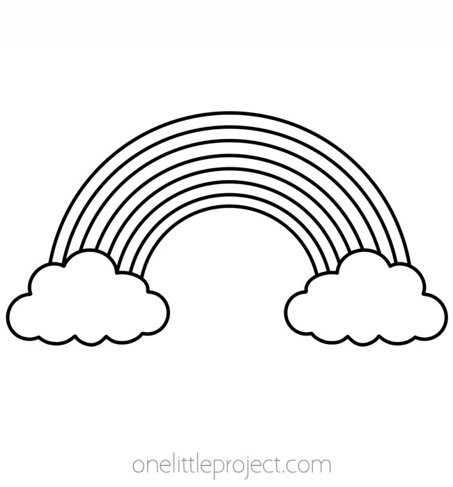 7 tiered rainbow outline with clouds