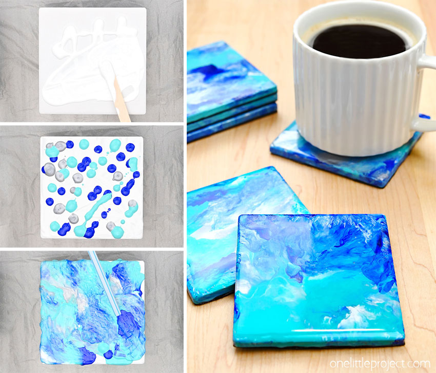 How to make Dutch pour painting coasters