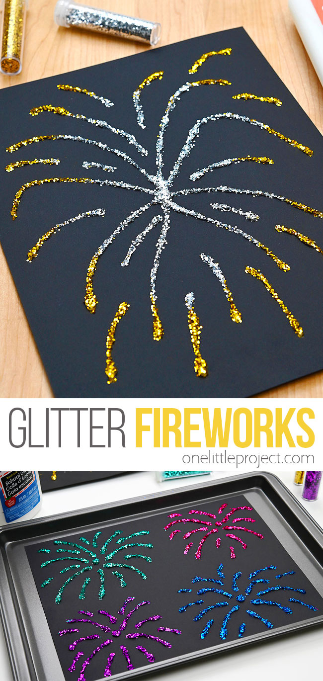 Glue and glitter fireworks craft