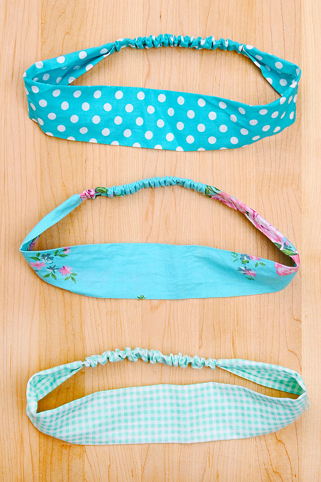 DIY headbands made with patterned cotton fabric