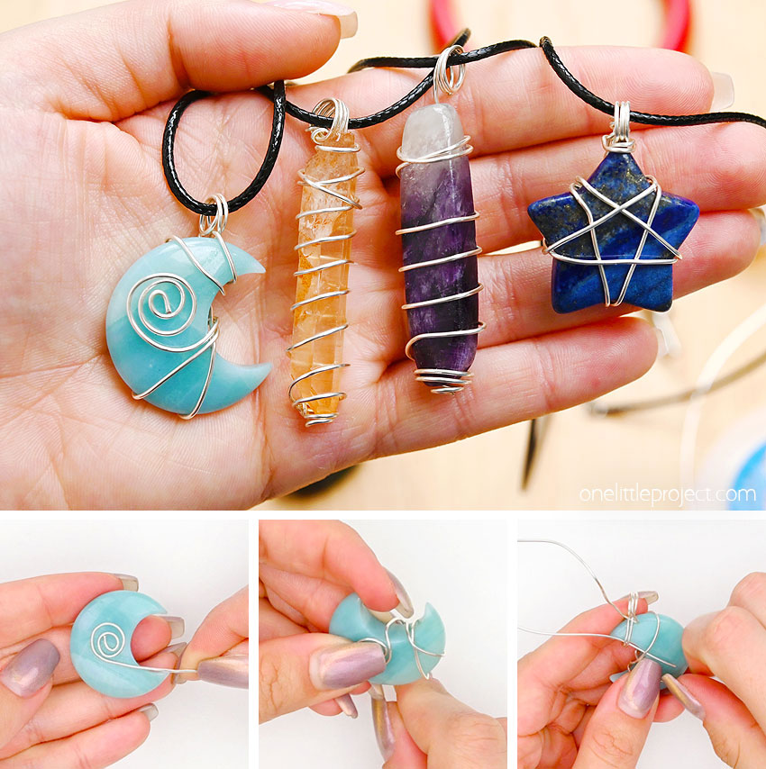 DIY wire wrapped pendants