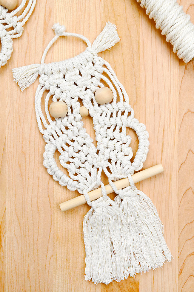 Macrame owl made with our free step by step tutorial