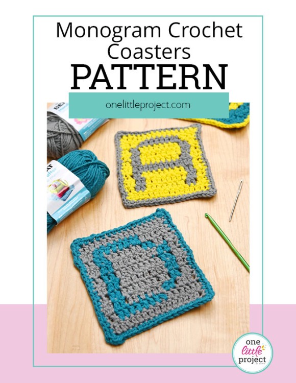 Free, printable monogram crochet coaster pattern