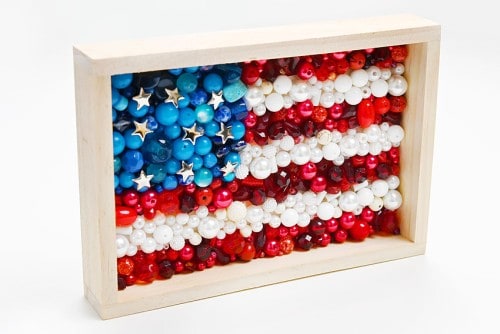 100pc Patriotic Star Beads – Red, White & Blue Glass USA Flag Theme – 8mm