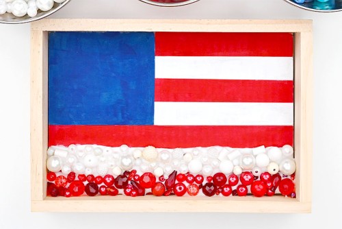 American Flag Bead Art