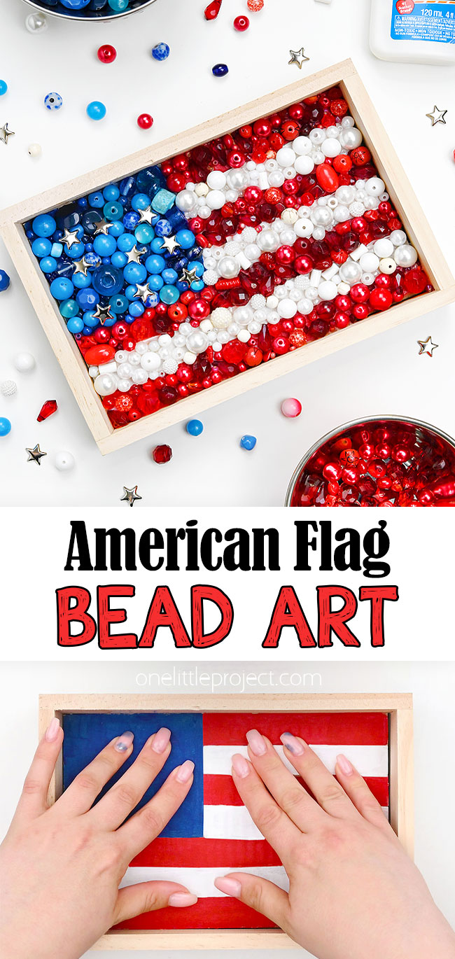 Easy American flag bead craft for kids