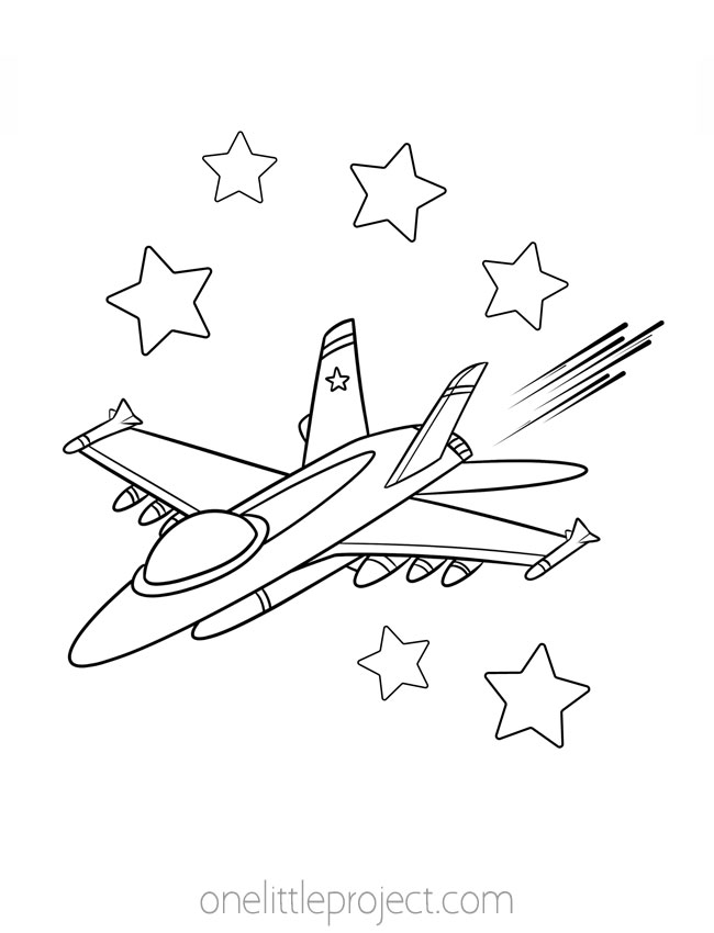 Boyish Coloring Pages - fighter jet plane