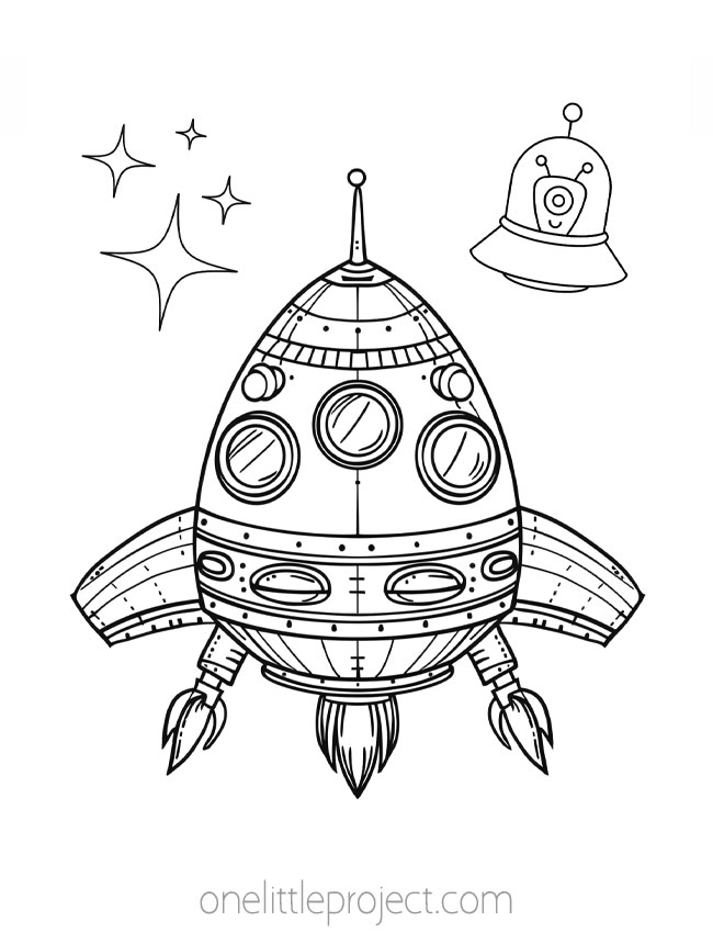 Boyish Coloring Pages - rocket space ship