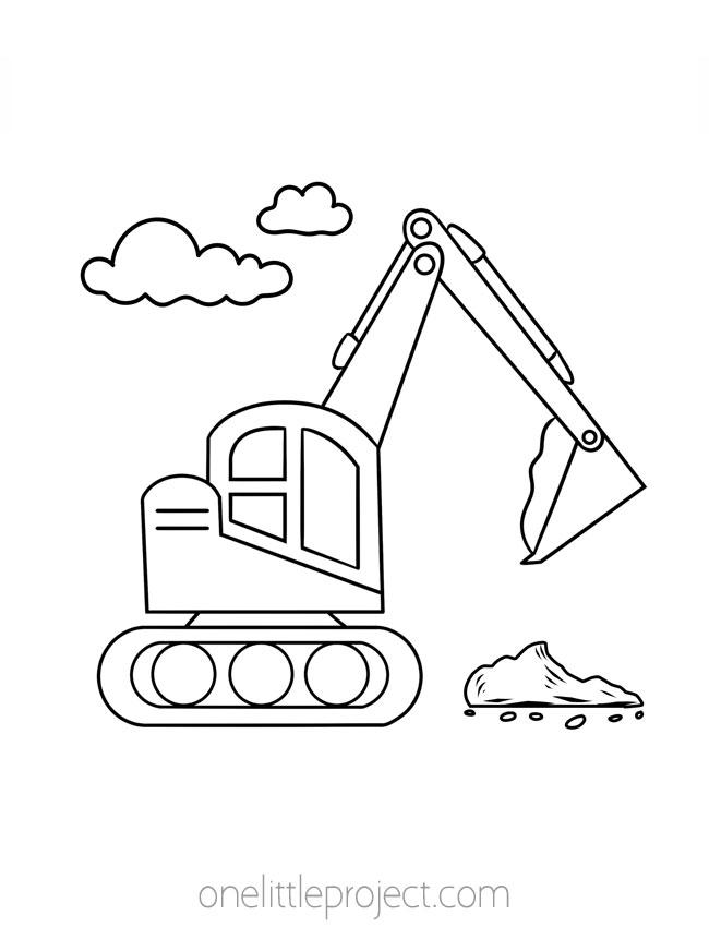 Boys Coloring Pages - excavator at construction site