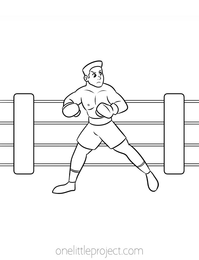 Boys Coloring Pages - boxer cage match