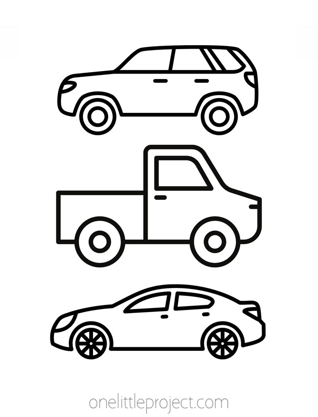 Car Coloring Page - Simple car outlines