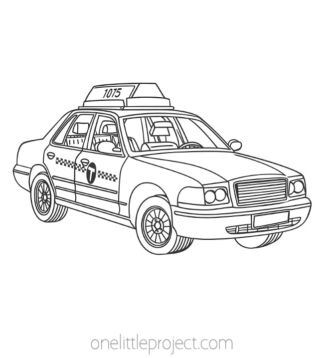 Coloring Pages Cars - Taxicab