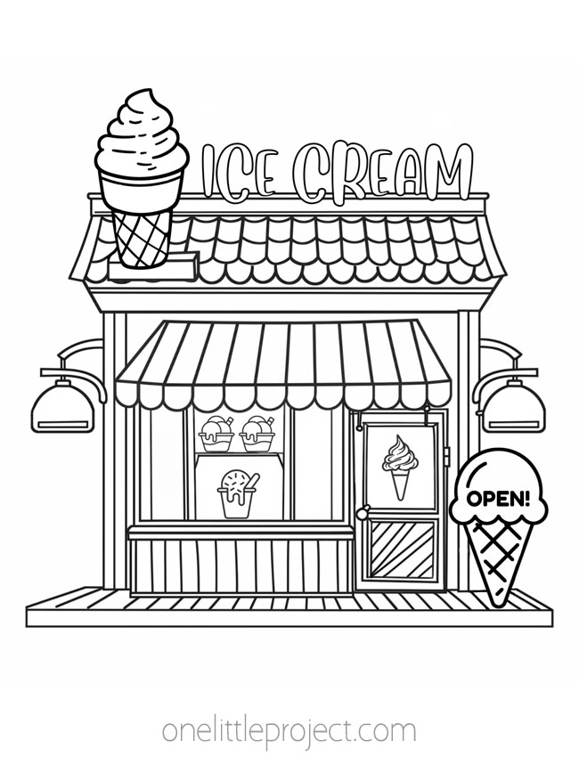 Coloring Pages Ice Cream - Ice cream parlor