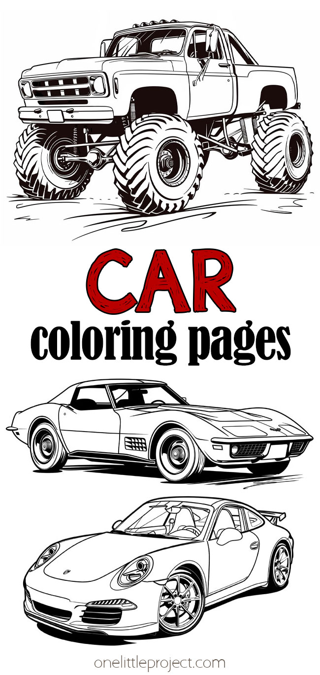 Print our free collection of car coloring pages for kids and adults