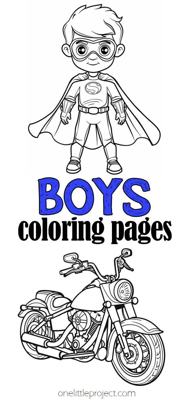Free, printable collections of coloring pages for boys