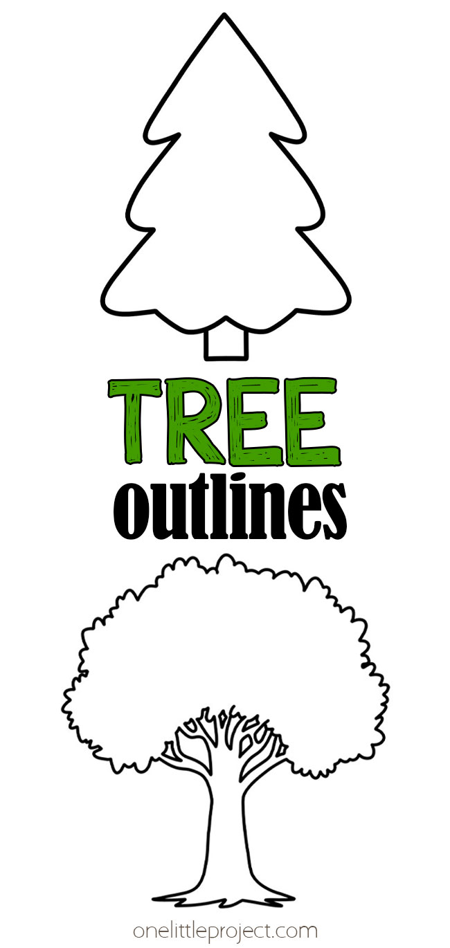 Free tree outlines for crafts, school, libraries, activities, tracing, and coloring