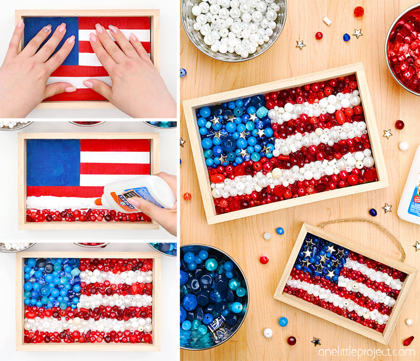 DIY American flag bead art