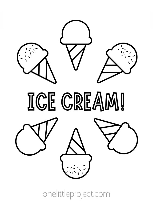 Ice Cream Coloring Pages - 6 ice cream cones