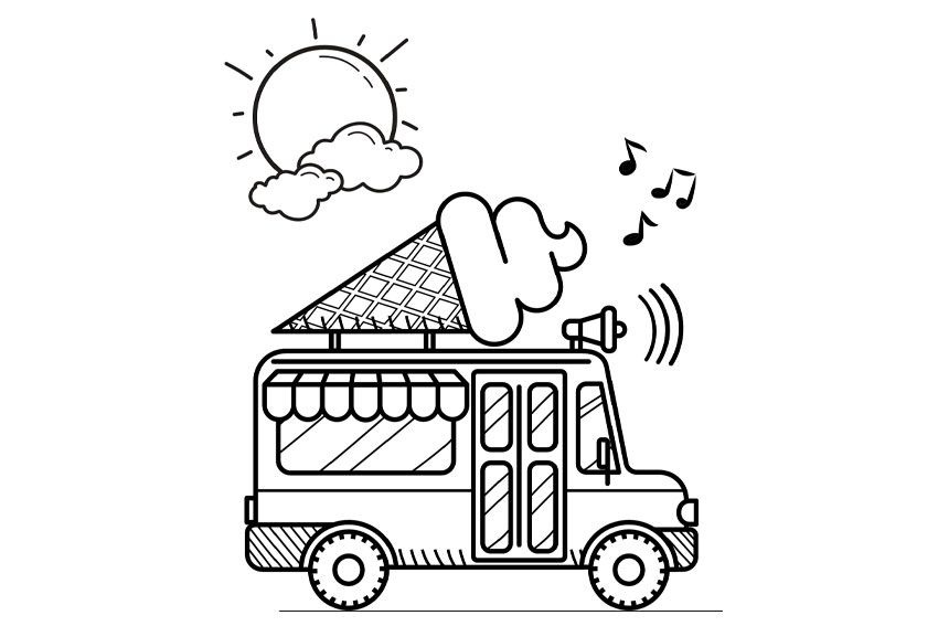 Ice Cream Coloring Pages - Ice cream truck