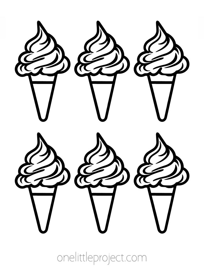 Ice Cream Cone Coloring Page - Group of ice cream cones